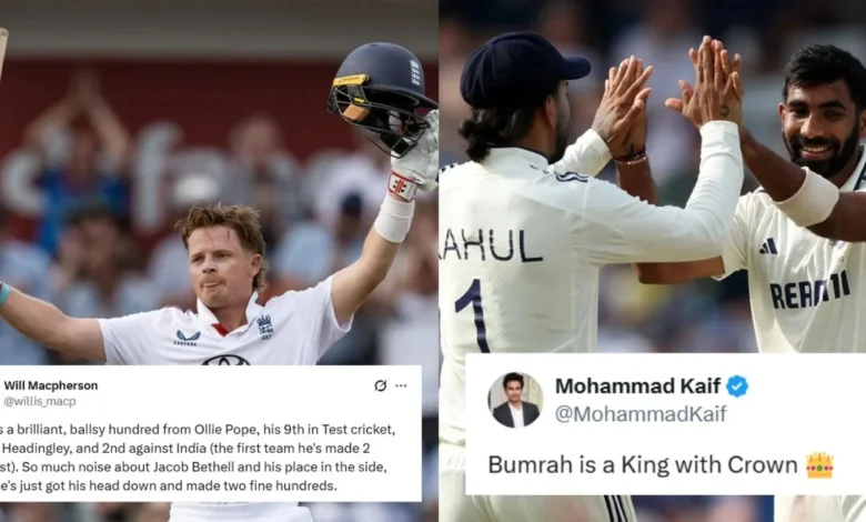 Fans react as Ollie Popes resilient hundred for England checks.webp.webp