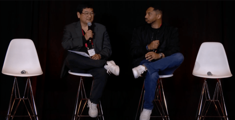 GamesBeat's Dean Takahashi and The MIX's Justin Woodward at GamesBeat Summit.