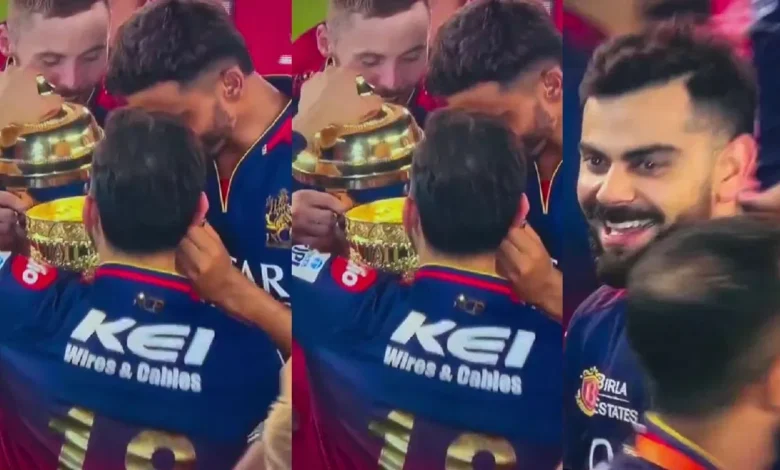 Virat Kohli goes full curious kid mode with IPL trophy.webp
