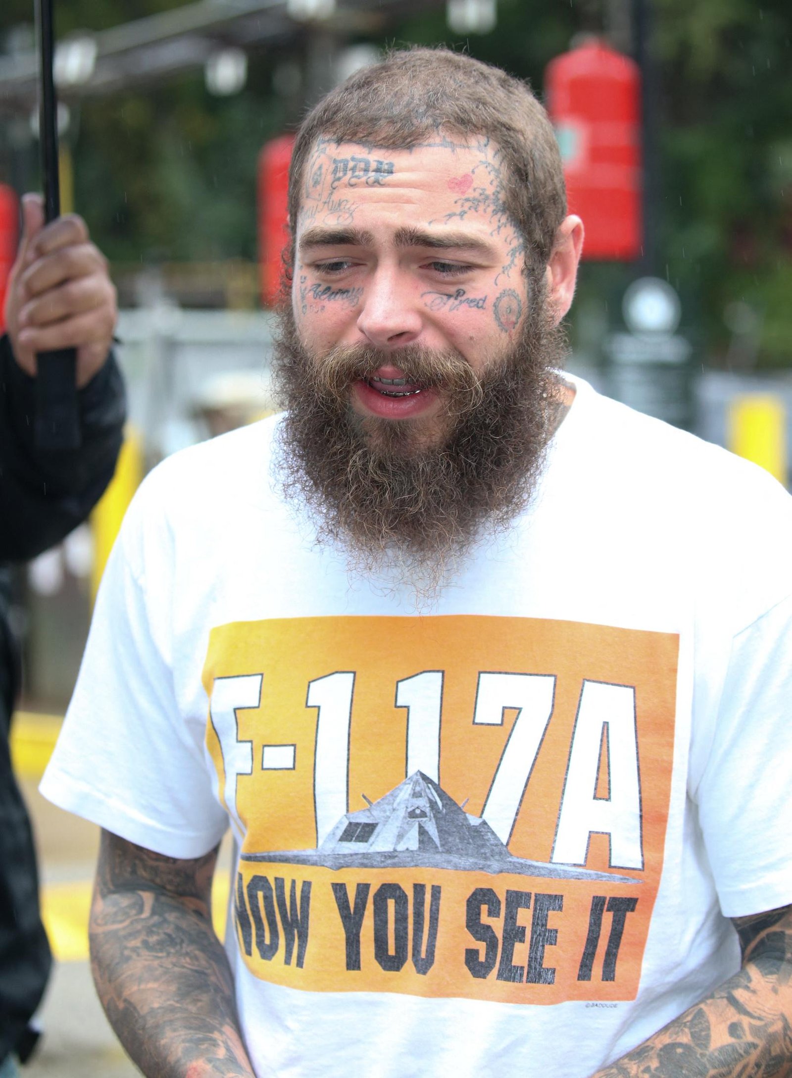 Post Malone was seen at the Global Citizens Festival with rains in New York.