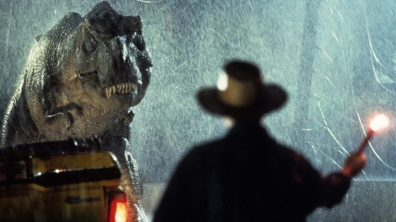 T-REX Grant is filled with rain in Juerasic Park Park