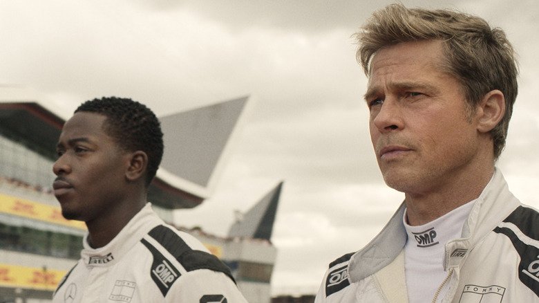 Dameson Idris in the role of Joshua and Brad Pitt in the role of Sony in the path together in F1: movie