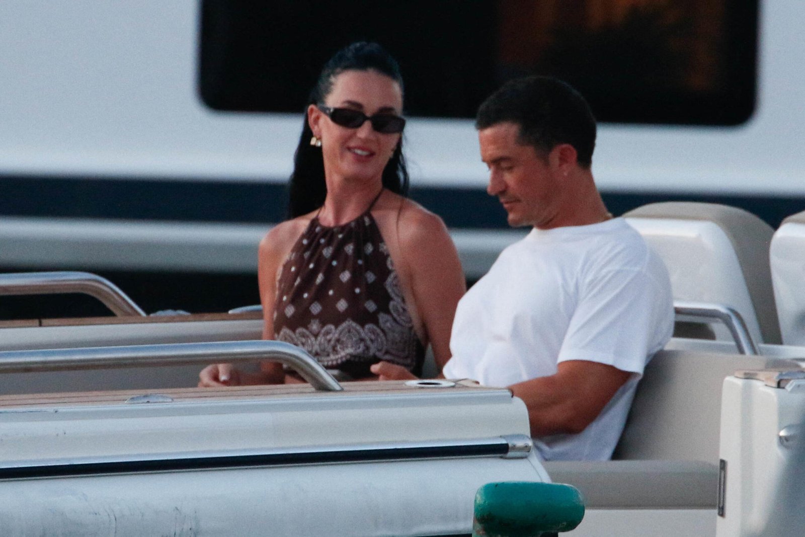 Katie Perry and Orlando Blum Arena were seen in St. Trops. July 15, 2024 in the photo: Katie Perry Orlando Bloom. Credit Image: Proliferation of Images / Mega Themeagence.com +1 888 505 6342 (Mega Agency Tagid: Mega1166265_001.jpg) [Photo via Mega Agency]