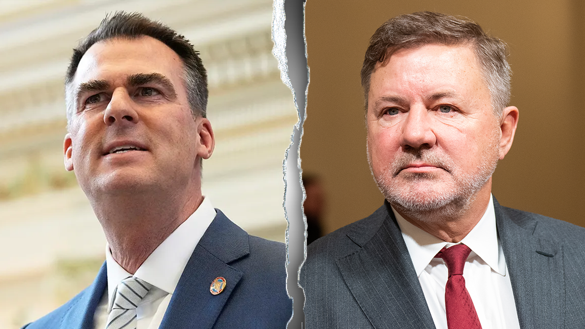 Governor Kevin State, R, Ocla, left to the left, and Deputy Prosecutor at Oklahoma Gentner Dromond, whether the first amendment will allow the Oklahoma School Council to the state level to grant Saint Issidor from the Seville Catholic School for General Finance.