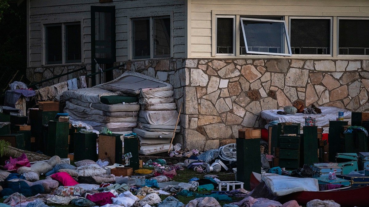 The cabin was destroyed in the Mystic camp after the floods hit Texas.