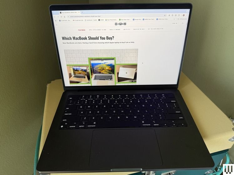 Front view of Apple MacBook Pro 14-inch 2024 edition sitting open on a table