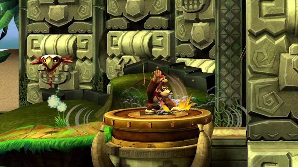 Donkey Kong Country returns the way to play. DK slap the platform.