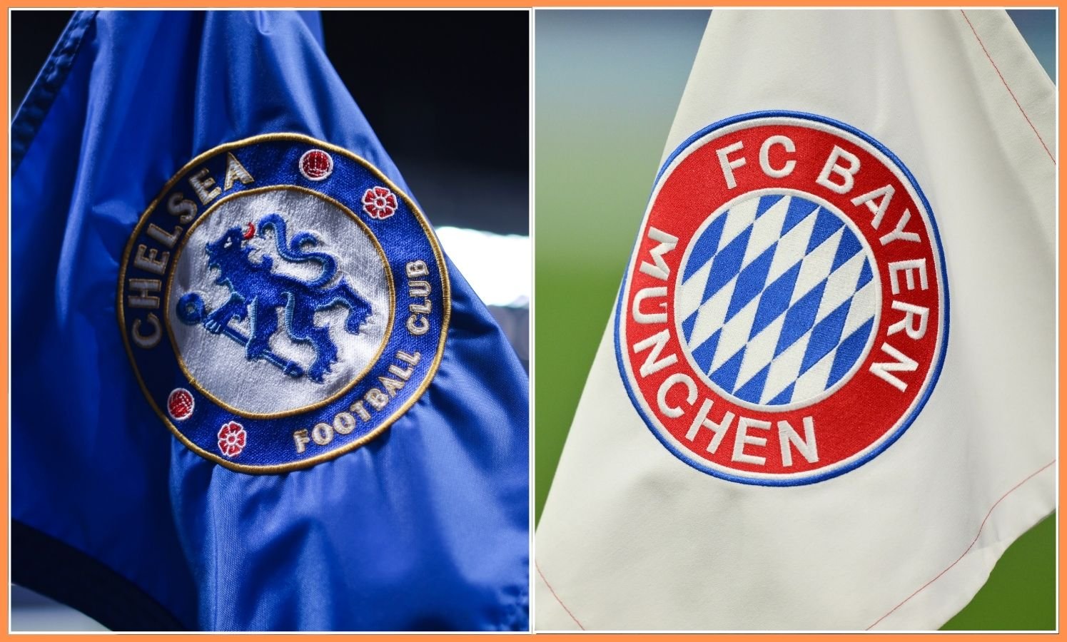 Flags of Chelsea and Bayern Munich