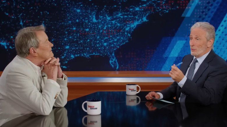 Steve Croft and John Stewart talks about Paramount's settlement in the daily show