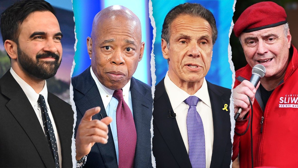 Mamdani, the left, with opponents in the mayor's race in other paintings