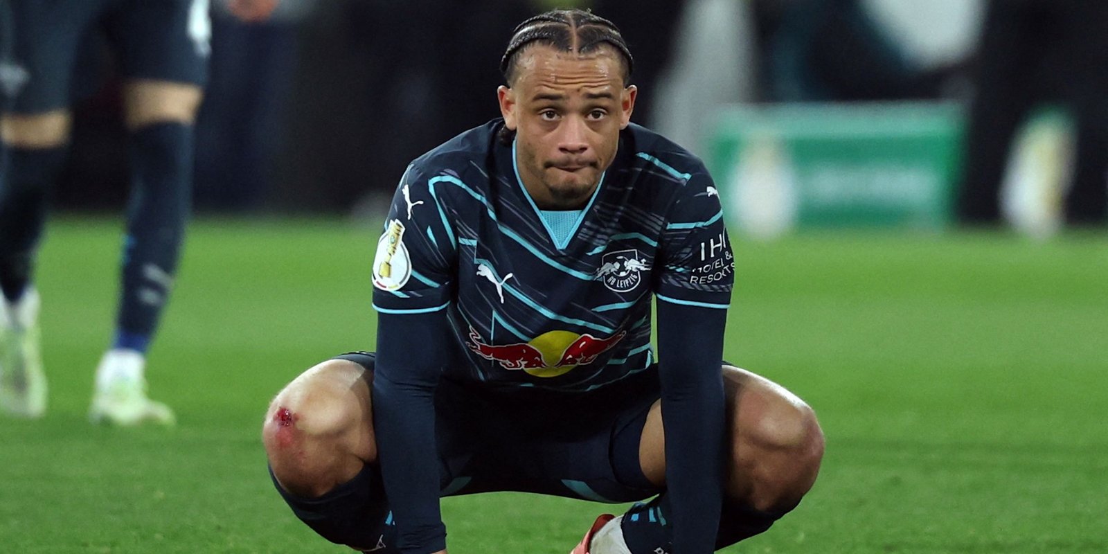 Xavi Simons interacts from RB Leipzig after the match 