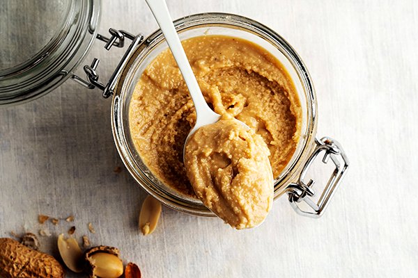 Homemade peanut butter in a jar