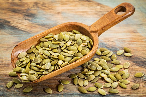 Pumpkin seed scoop Foods are high in zinc