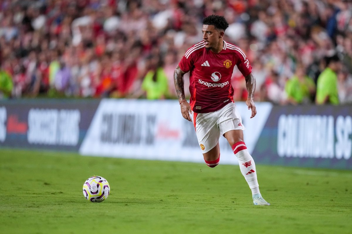 Jadon Sancho at work for Man United