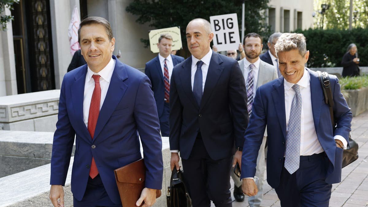 Trump's lawyer Todd Blanche, Emile Bouv and John Lauro are leaving the Federal Court in the capital after a hearing on election intervention, following the ruling of immunity in the Supreme Court.