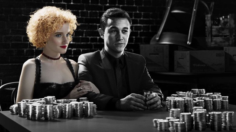 Marcy and Johnny on a poker table covered with chips in City City: A woman to kill her