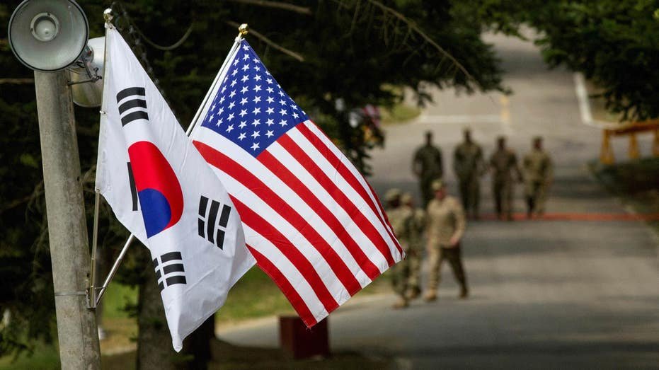 Flags of American and southern Koreans