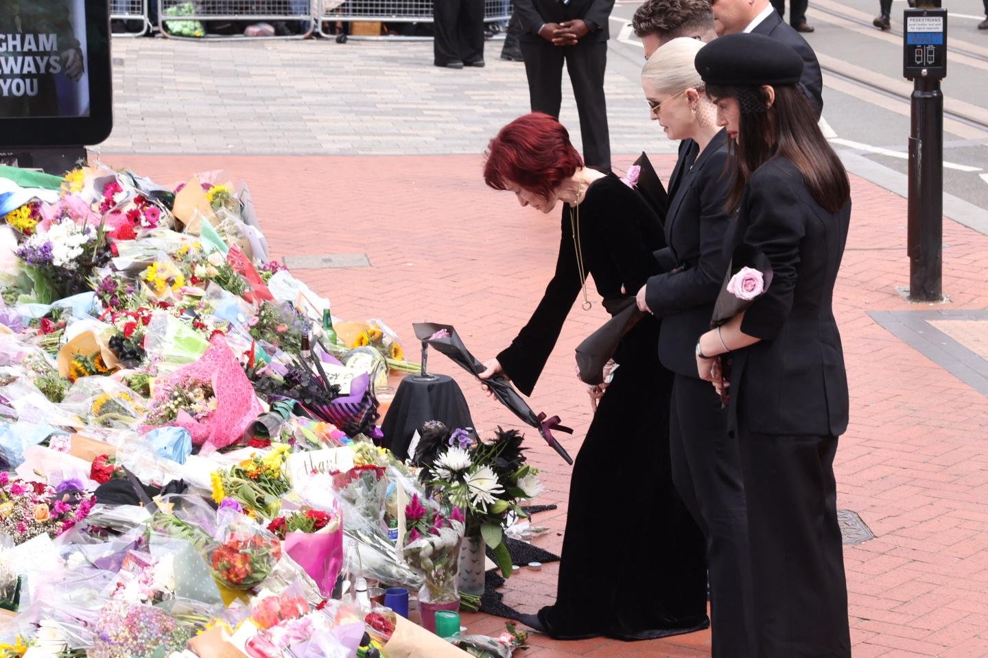 Sharon Osborne and her family in the funeral procession of Ozi Osborne in Birmingham.