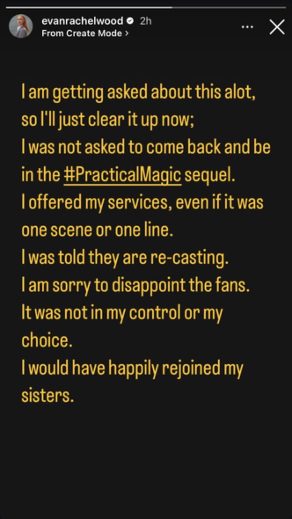 Why will Ivan Rachel Wood return to practical magic 2