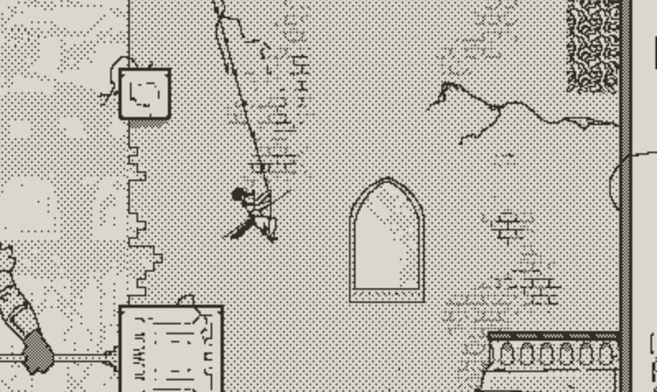 It is still from the game Playdate Game Taria & Como showing a swinging girl from a rope between the platforms in a dilapidated building