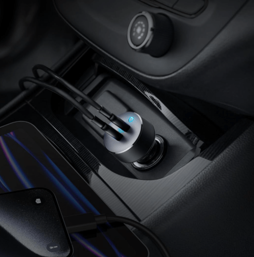 CAR USB-C Attachment inside the car charger.