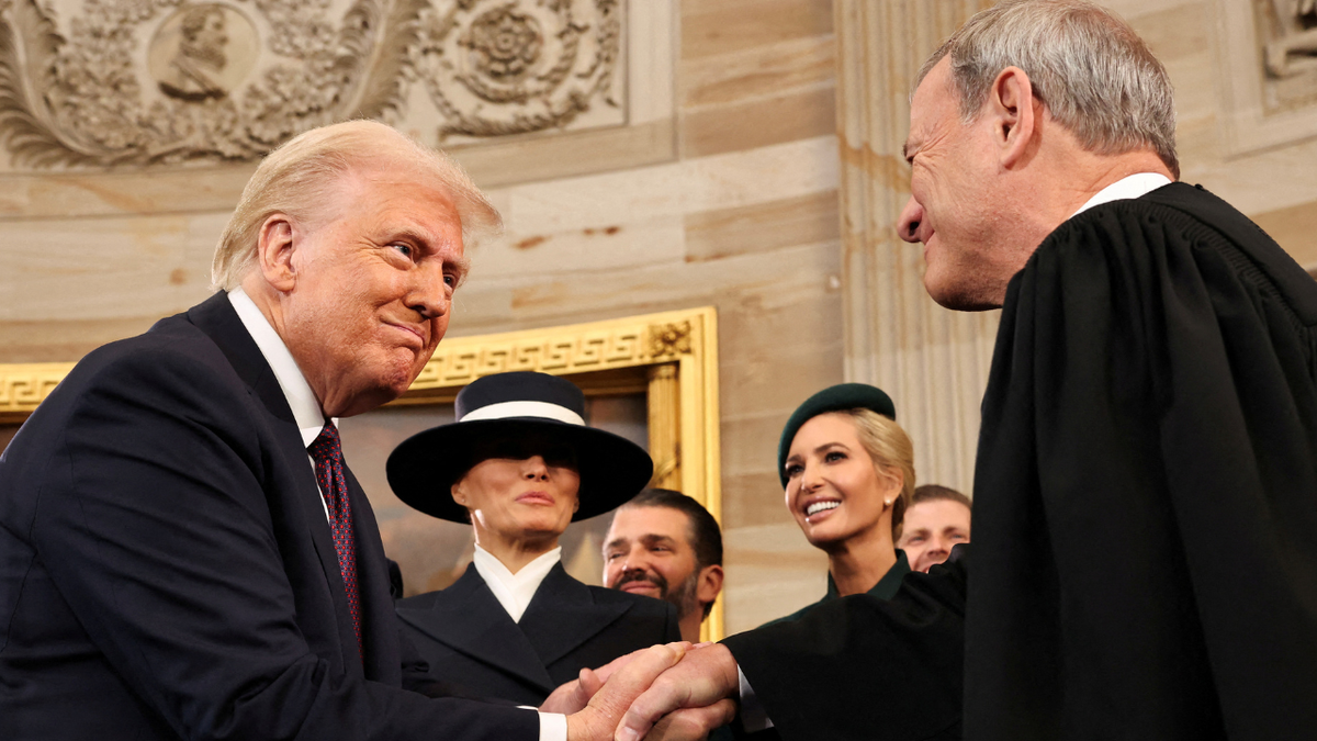 US President Donald Trump is walking with the President of the United States Supreme Court John Roberts (PBUH) in the role of Melania Trump, Donald Trump Junior and Ivanka Trump after they swore during the opening celebrations in Rotonda in the American Capitol on January 20, 2025 in Washington, DC. Chip Somodevilla/Pool via Reuters/File Image