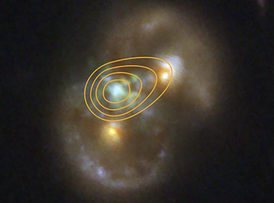 Space image. Galaxy Infiniti is an overlap with information that supports a super black hole between two bachelments of collision.