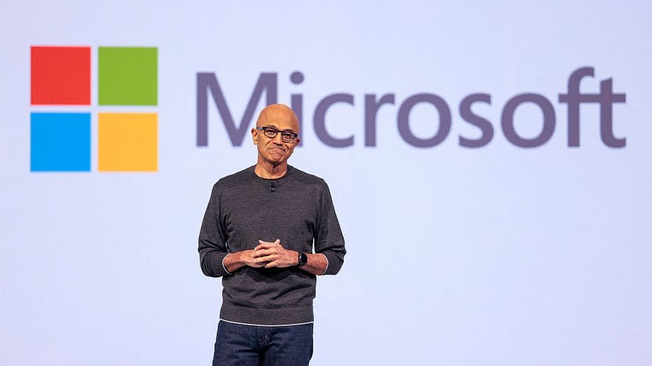 The CEO of Microsoft Satya Nadella addresses the conference