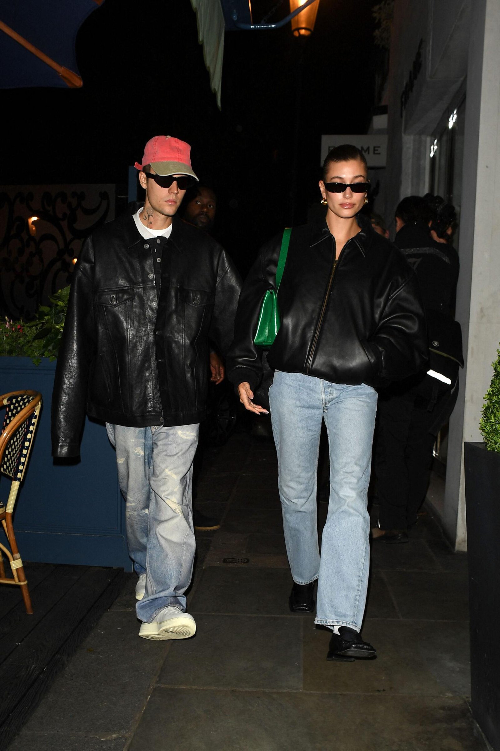 Haile Bieber and Justin Bieber go out for dinner at the Dapny Restaurant in Chelsea, London