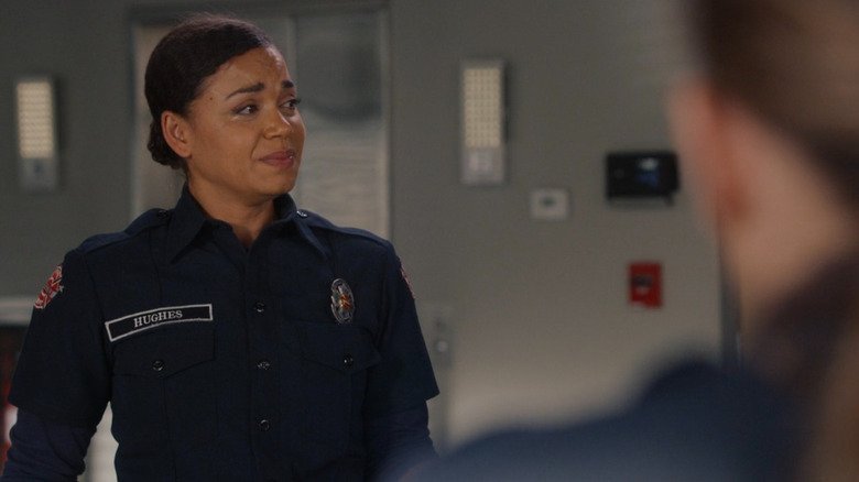 Vic Hughes (Barrett Doss) cry at Station 19
