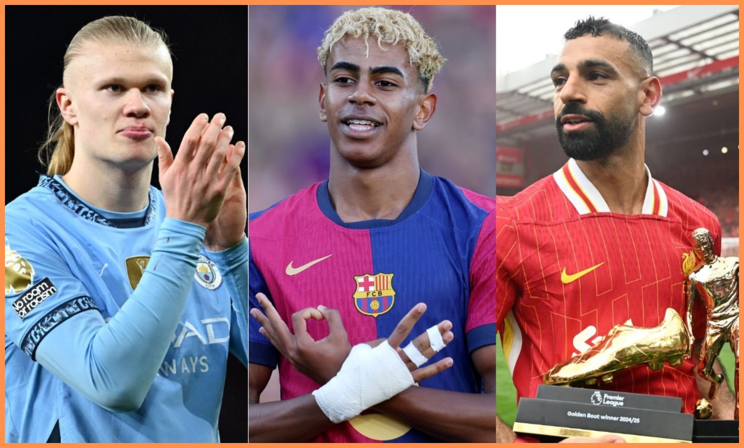 Erling Halland, Lamamin Yamal, and Mohamed Salah