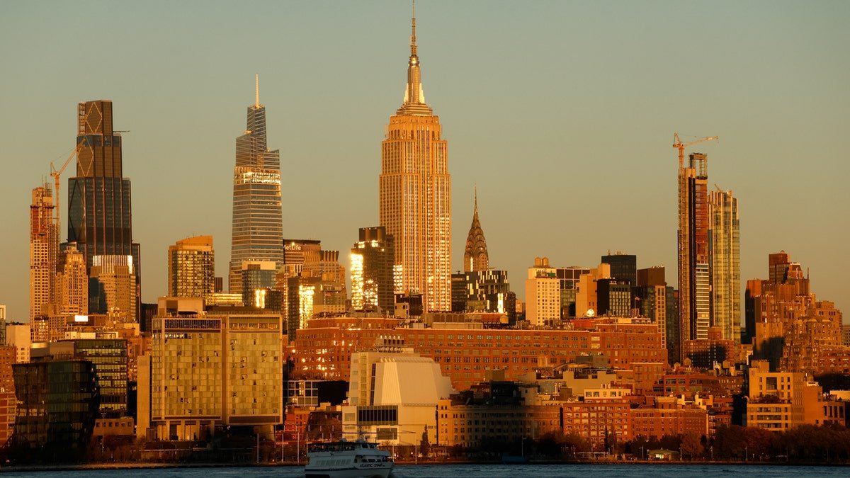 New York City horizon at sunset