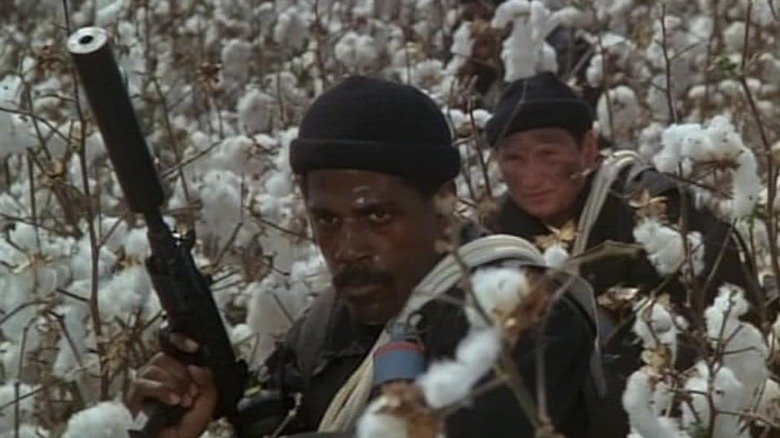 Liam Neeson as an unliked member in the Delta Force hanging behind Steve James in the role of Bobby Li in the Delta power