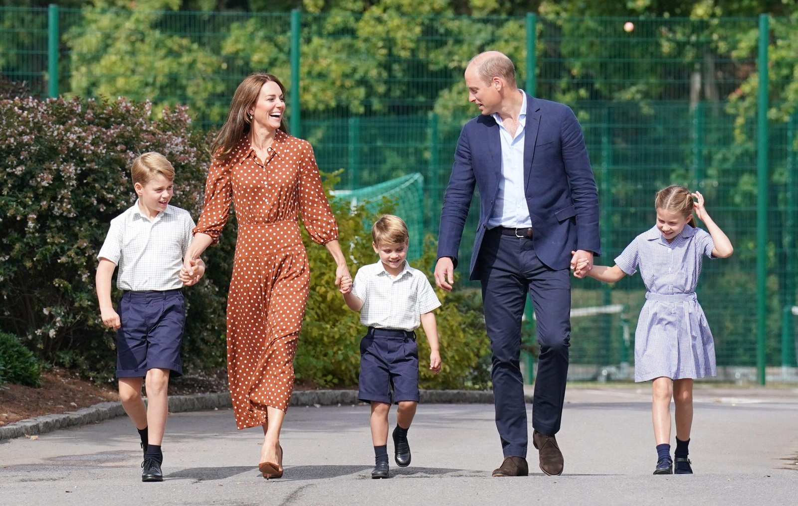 Prince William and Kate Middleton, with their children, Prince George, Princess Charlotte and Prince Lewis, start at Lambrok School