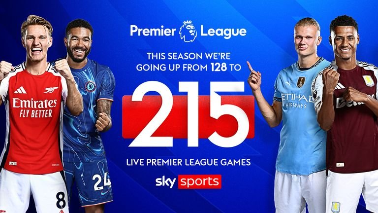 Sky Sports to offer 215 games in the Premier League this season