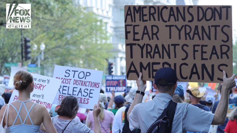 The demonstrators are walking against Trump