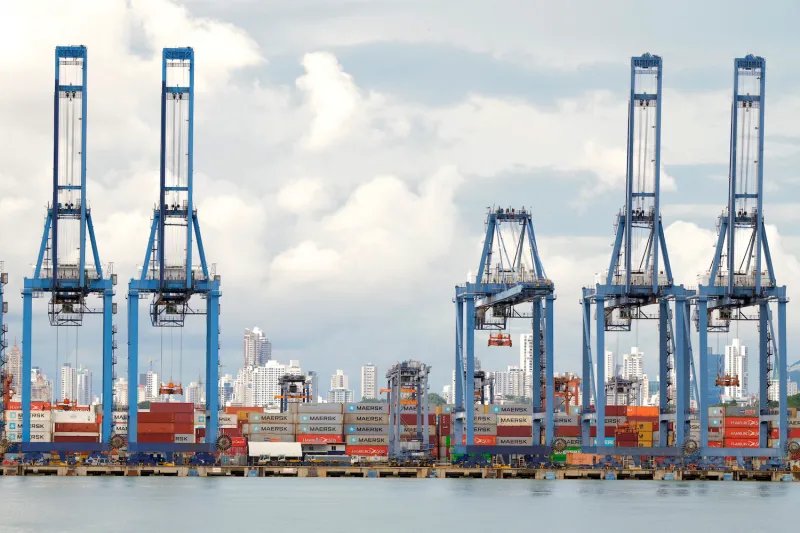 Crafts and containers are seen along the Panama channel in Panama on June 24.