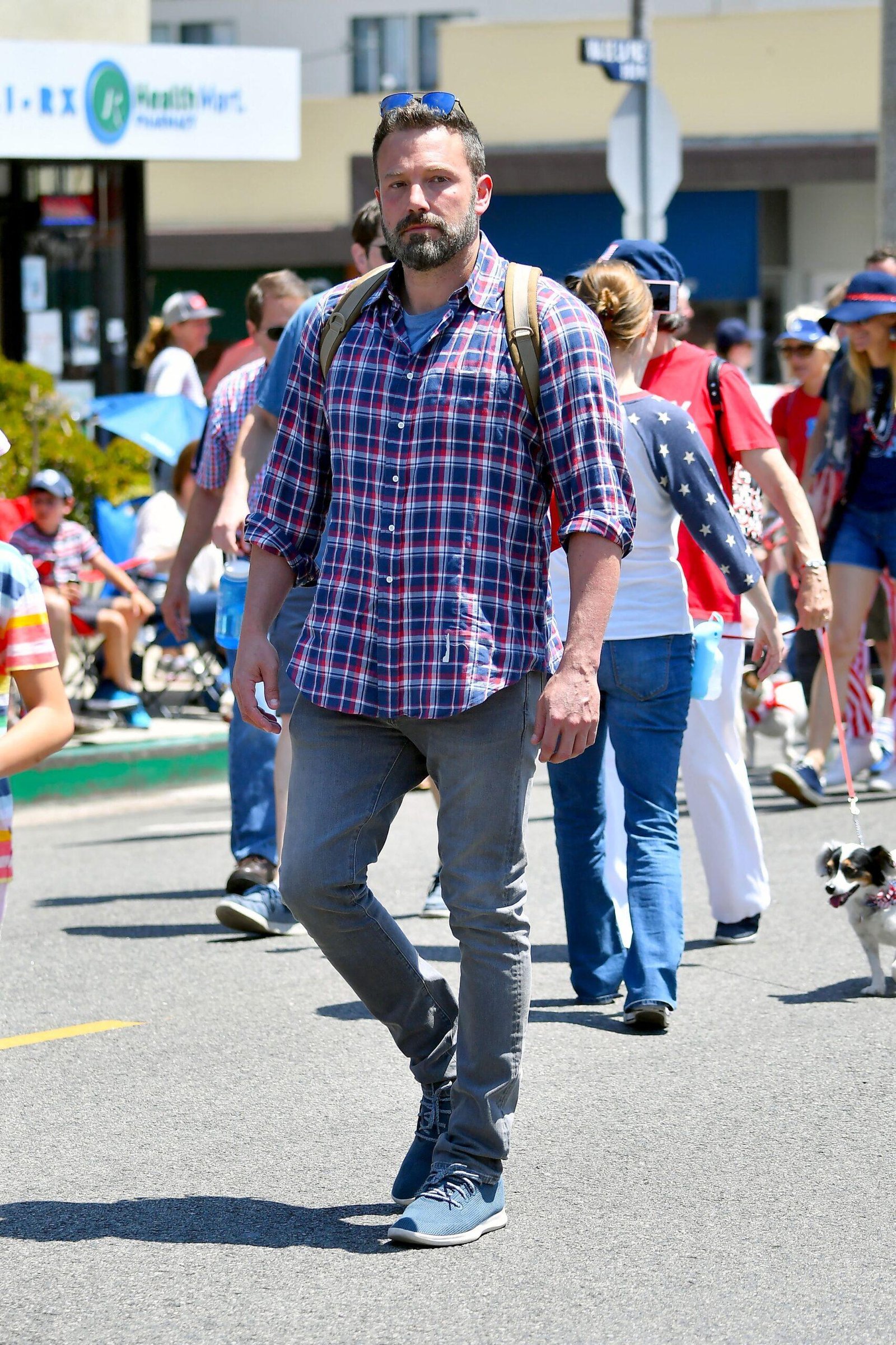 Ben Affleck joins two of his children walking in Pacific Palisades 4th from July with their dogs