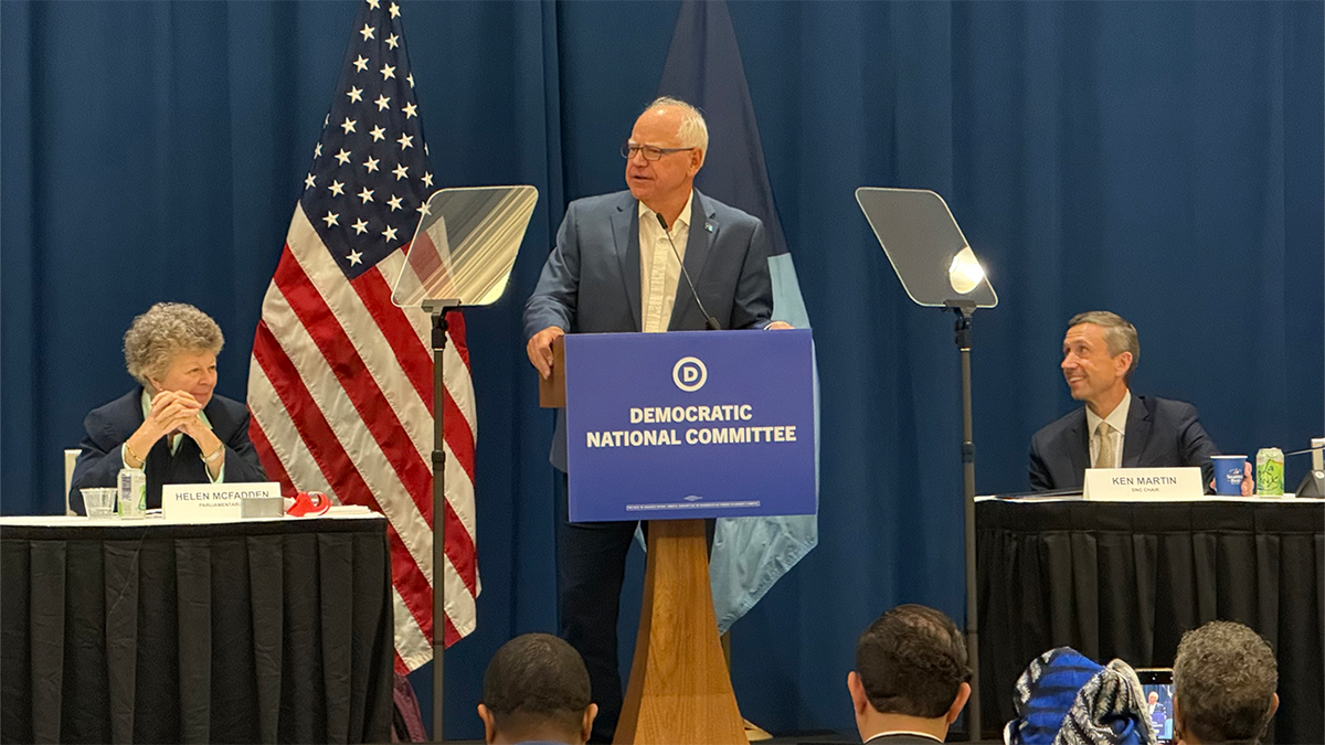 Minnesota governor Tim Walz at the summer meeting DNC
