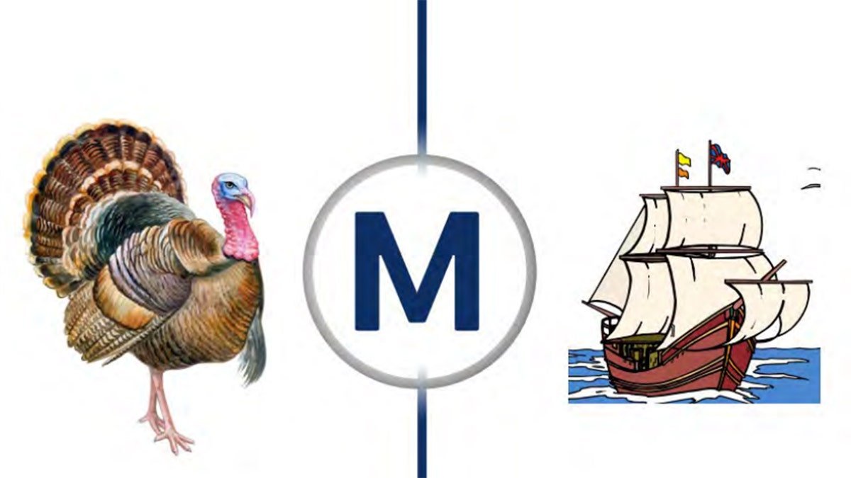 Türkiye and Mayflower ship surrounded by a bold design M.