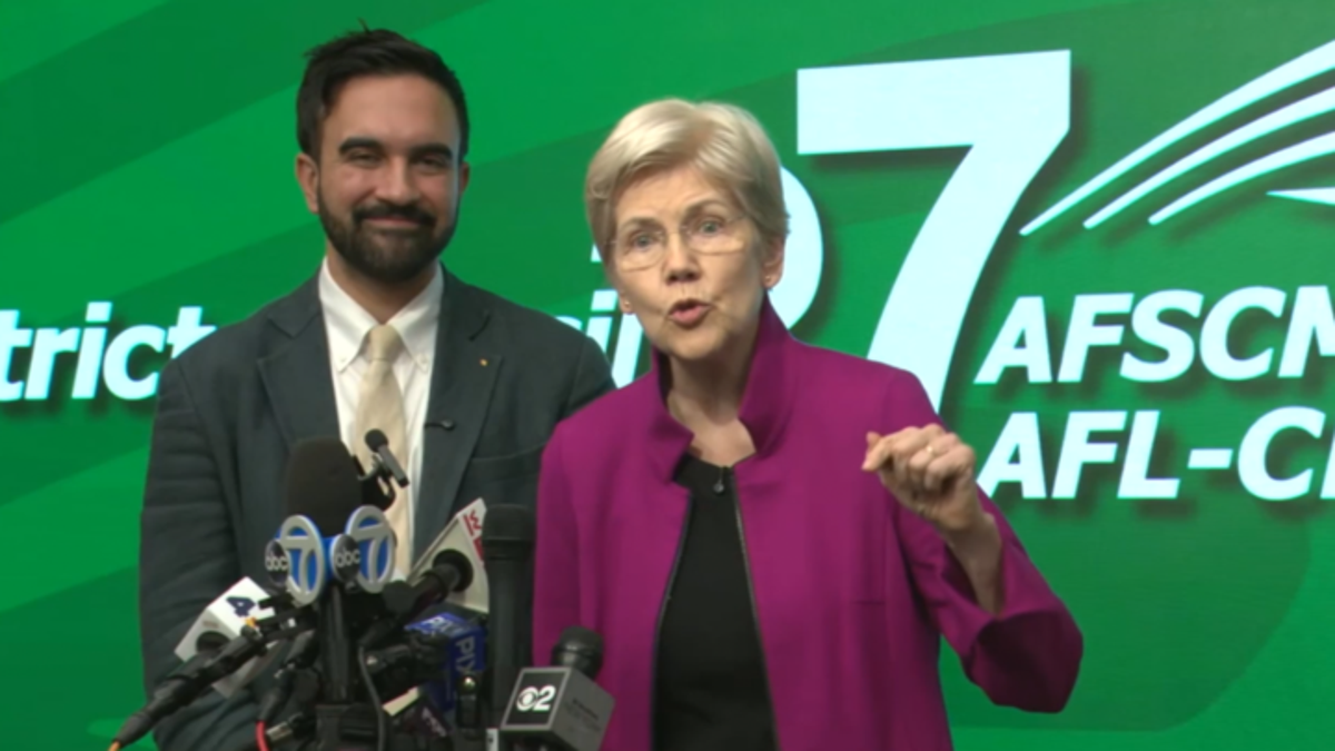 The progressive champion Senator Elizabeth Warren of Massachusetts makes a full press for the court on behalf of Zahran Mamdani, the Democratic Party candidate in New York City