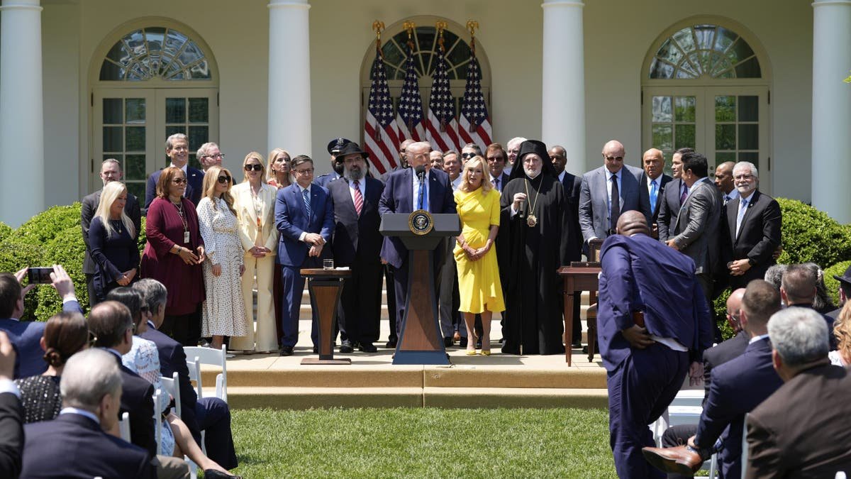 Trump in the garden of roses