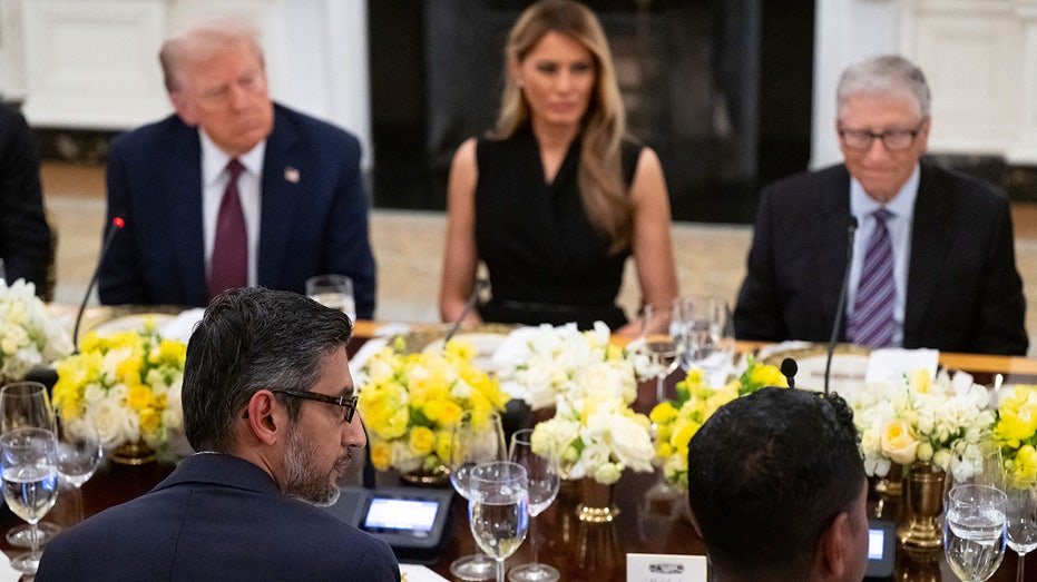 Sundar Pichai sitting from Trump at a table