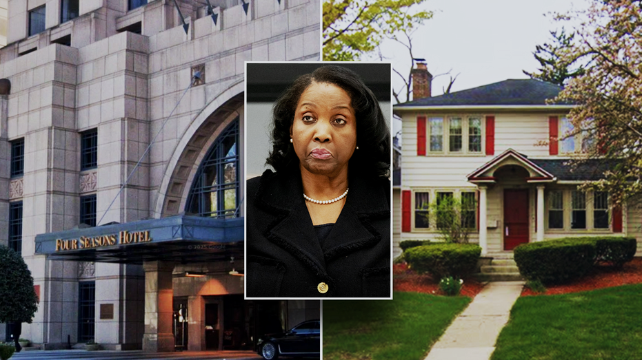 Photo, photographing the wedding of the Google Map of the Four Seasons Hotel and residential units in Atlanta, Georgia and a home in Ann Arbur, Michigan, both of which are linked to the Federal Reserve Governor Lisa Cook.