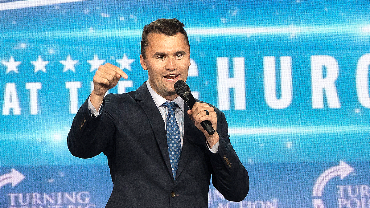Charlie Kirk speaks in the church