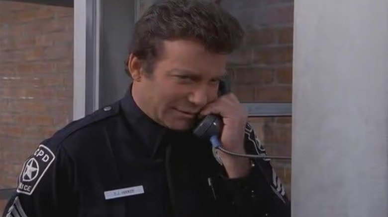 Sergeant Thomas Jefferson Hooker (William Shatner) speaks on a bowl through TJ Hooker