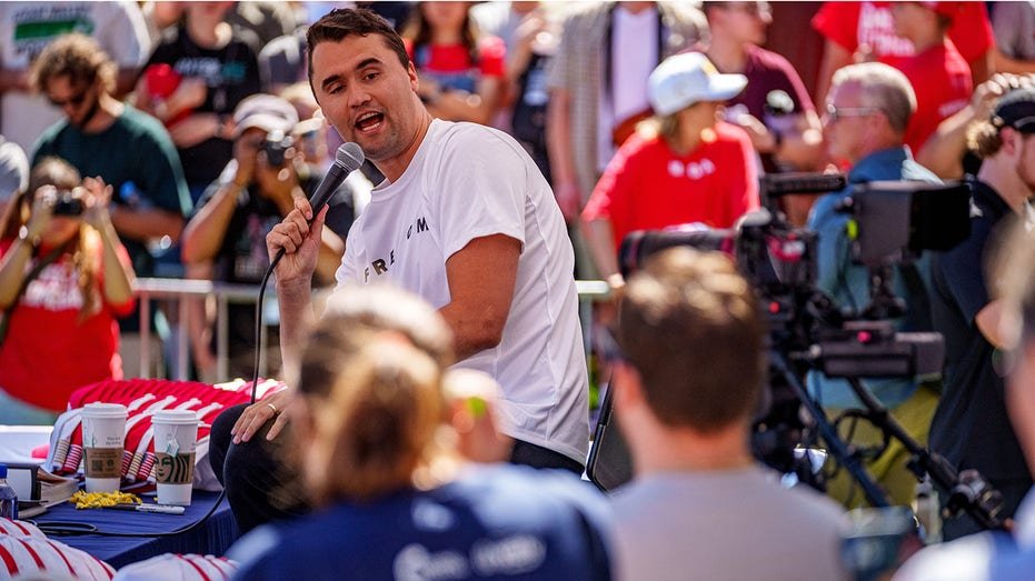 Charlie Kerk, who founded Turning Point Usa, at the University of Utah Valley on September 10.