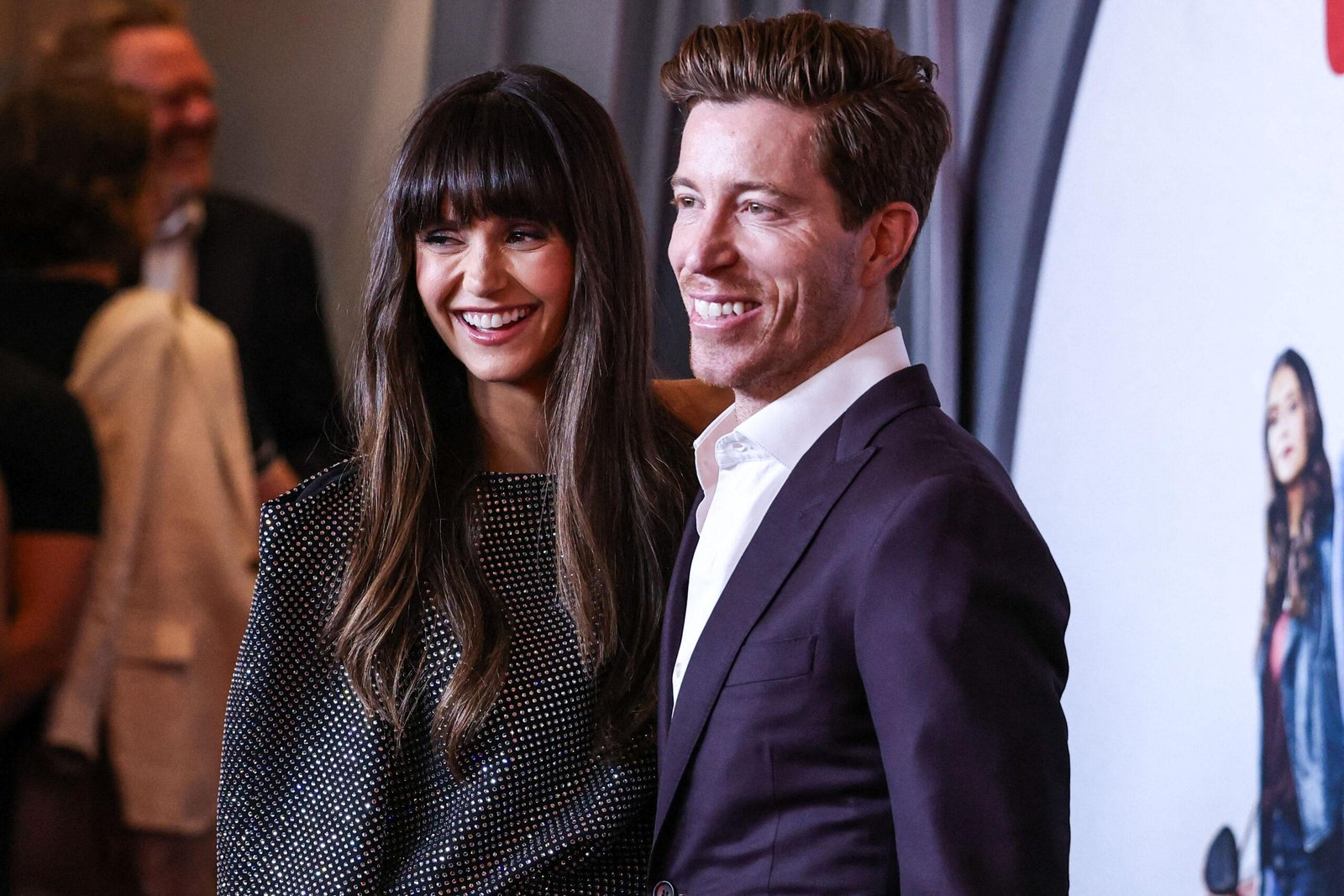 Nina Dobert and Shawn White in Los Angeles, the premiere of the <a href=