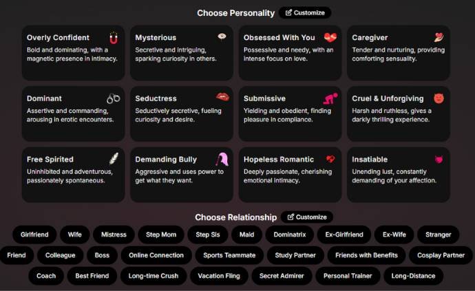 Step5 - Choose the character and the relationship