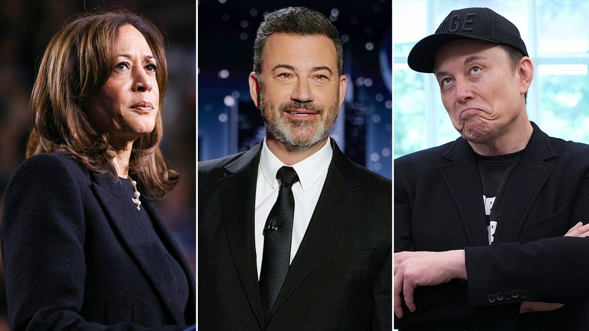 Previous Vice President Kamala Harris, Jimmy Kimmel, Elon Musk